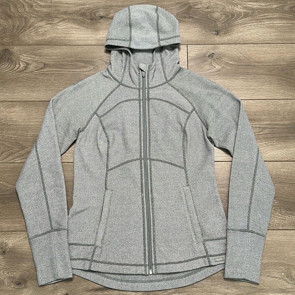 Prana Rockaway Full Zip Gray Texture Hoodie Jacket Size Small